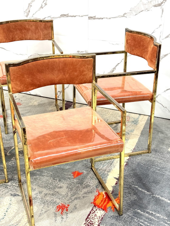 Image 1 of Ensemble de 4 fauteuils de salle à manger Hollywood Regency 1970 modernes