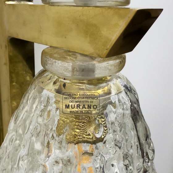 Image 1 of Coppia di lampade in vetro di Murano e ottone in stile Art Decò