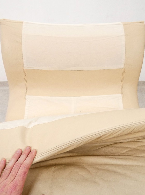 Image 1 of  Saporiti Onda Stuhl – cremefarbenes Leder 