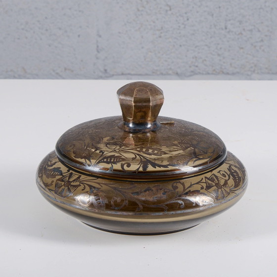 Bowl with glass lid and silver decorations (photo 6 of 7)