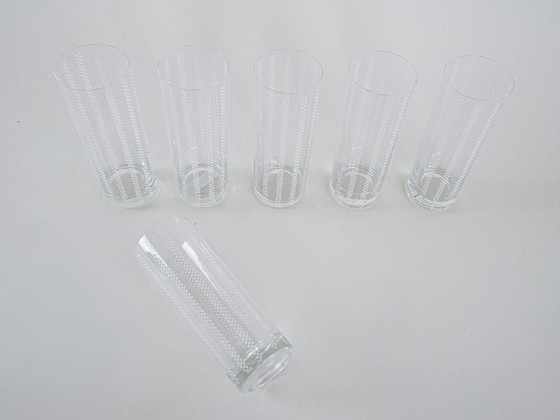 Image 1 of Set van zes glazen, Op Art, jaren 60, gemaakt in Italië.