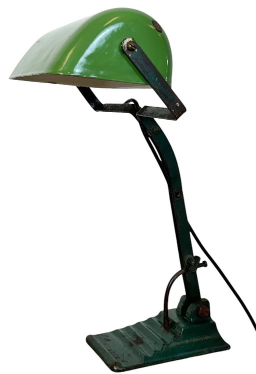 Vintage grüne Emaille-Sparlampe, 1950er Jahre