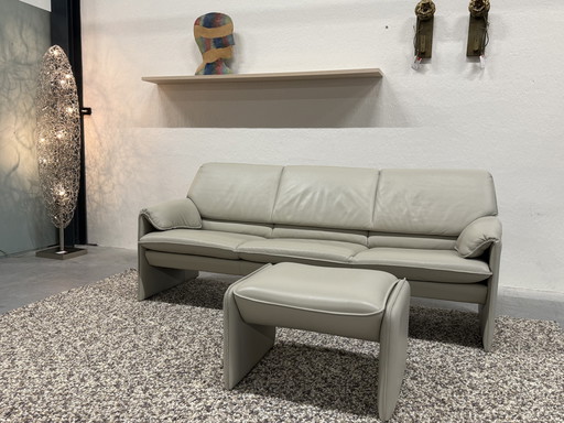 Leolux Bora Beta Sofa 3 Seater with Ottoman Wapiti Chuchubi Leather