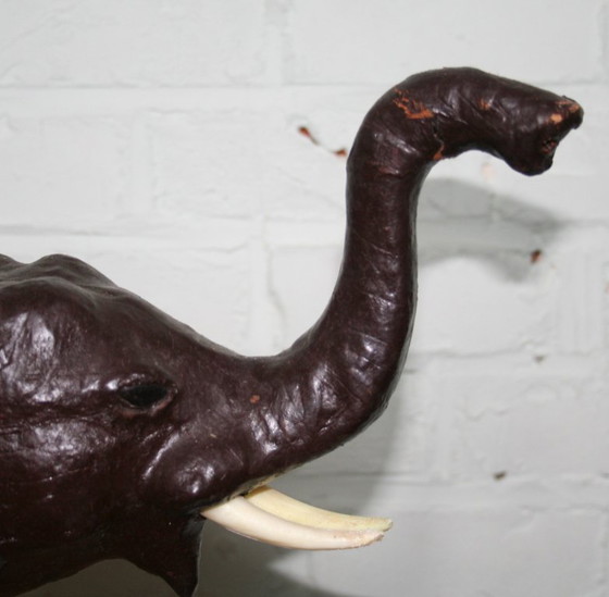 Image 1 of Large Vintage Leather Elephant
