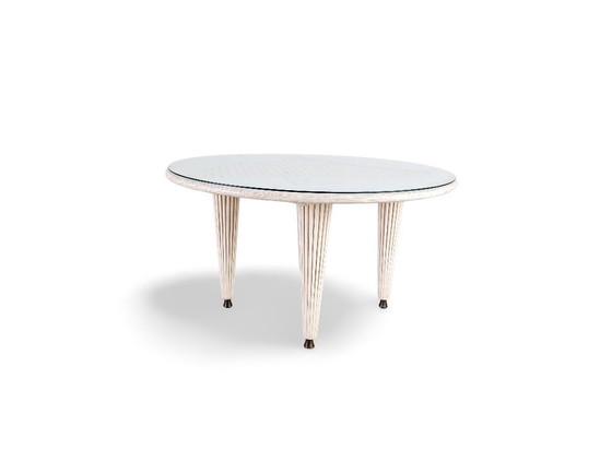 Image 1 of Vintage dining table, boho chic, wickerwork studio Schütz, bamboo, rattan