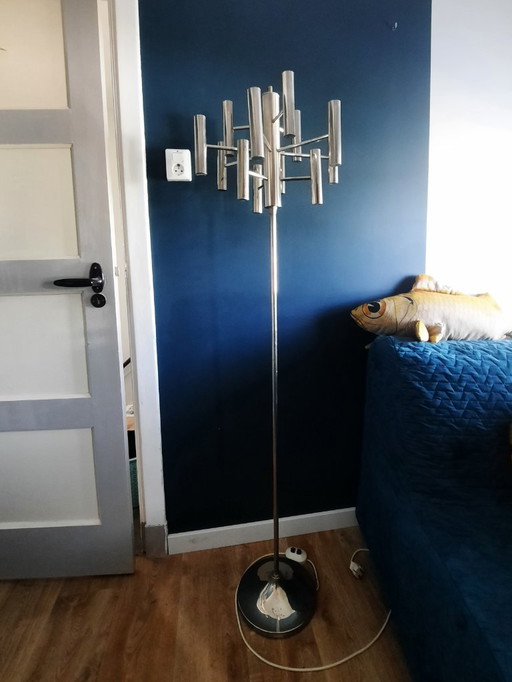 Lampada da terra vintage di metà secolo in stile Sciolari