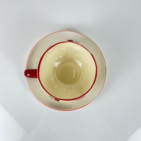 Image 1 of Set of 4 cups with saucers, "Apple" style earthenware