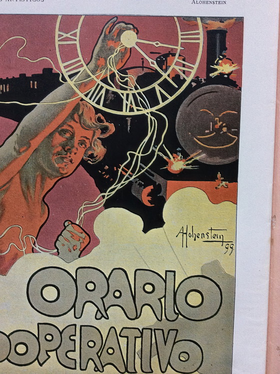Image 1 of Adolfo Hohenstein - Cromo-Litografía Art Nouveau Orario Cooperativo