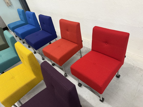 Image 1 of 10 Gelderland 7714 Button sedie su ruote Sedia di design in tessuto