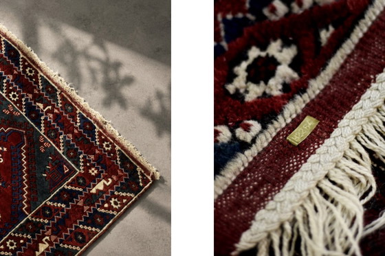 Vintage Red Hand-Woven Oriental Afghan Rug, 1970s – Decorative Objects, Wool (photo 11 of 13)