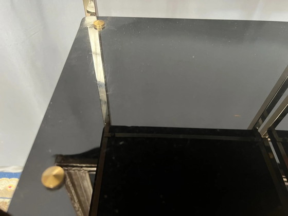 Pair of vintage Hollywood Regency style bedside or accent tables., Nightstands, Metal (photo 7 of 9)