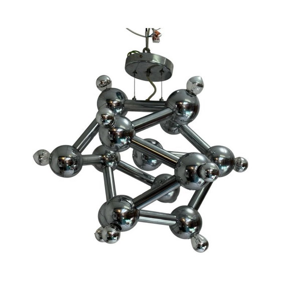 Image 1 of Paul de Haan for Jolina Lighting - Chromed pendant - Model name: Kolja’s Favorite - Dutch design - Sputnik or atom shaped design