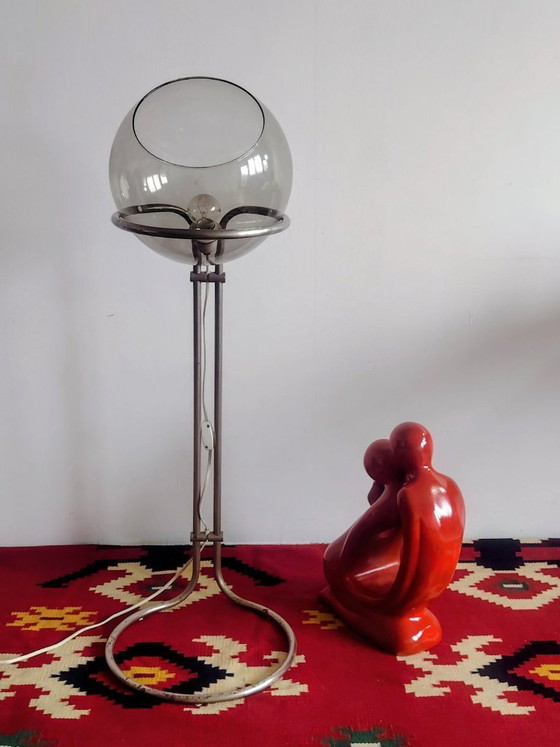 Image 1 of Modernist bauhaus glass ball floor lamp. Designer: Házi Tibor