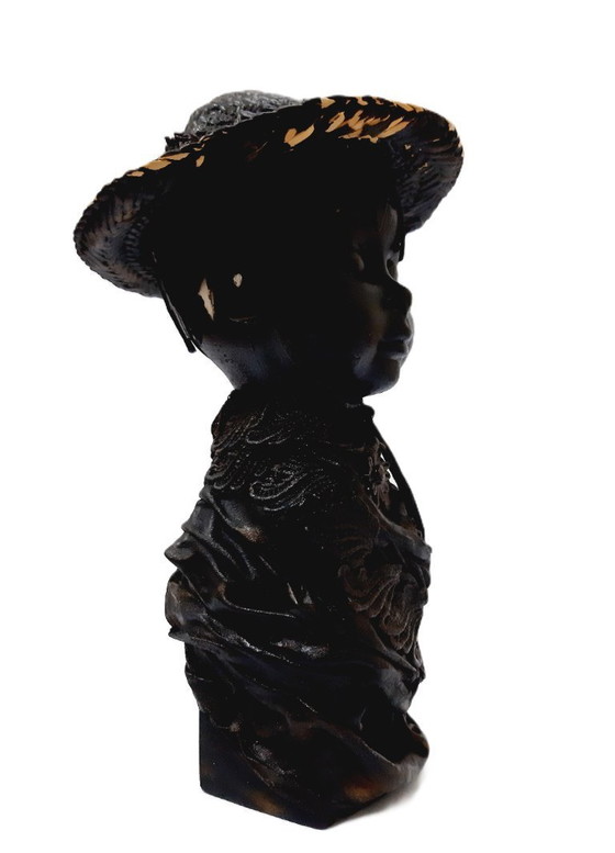 Image 1 of Statua d'epoca; scultura in tecnica mista; statuetta di ragazzo H 27 cm