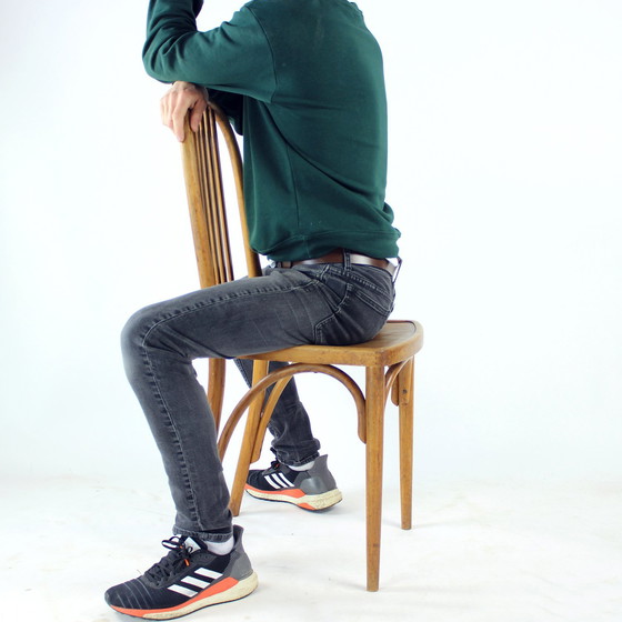 Image 1 of Vintage Thonet Bentwood Eiken Stoel Met Origineel Etiket, Tsjecho-Slowakije, jaren 1920