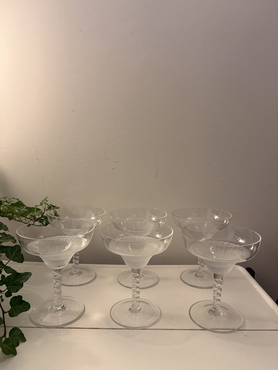 Image 1 of Set of 6 crystal coupe champagne glasses