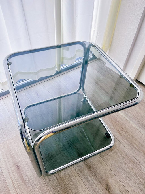 Table basse en chrome de l'ère spatiale