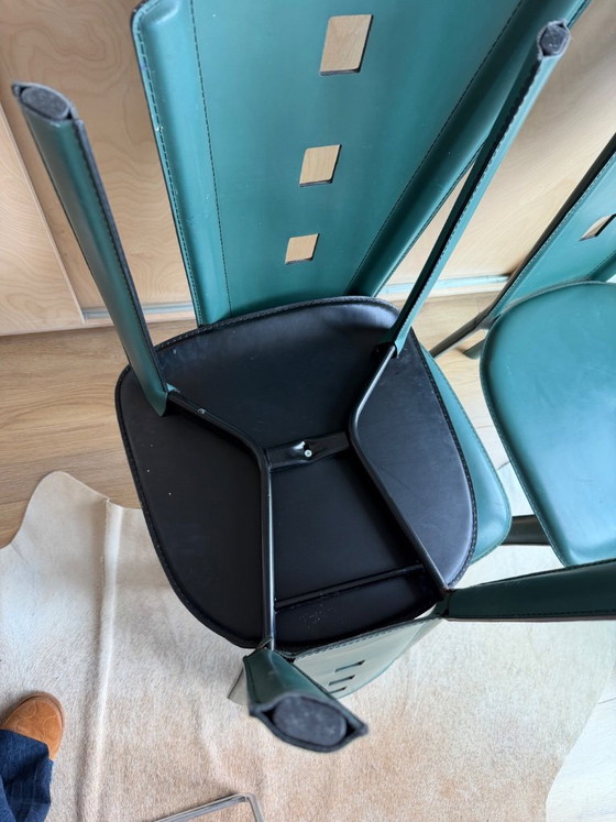 Image 1 of 4 Italiaanse design stoelen in teal/petrol kleur