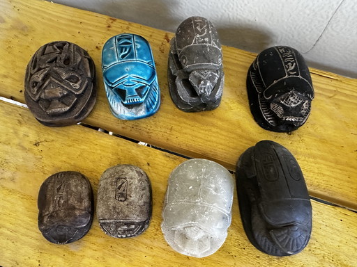 Set van 8 Egyptische Scarabeeën - Hiërogliefen
