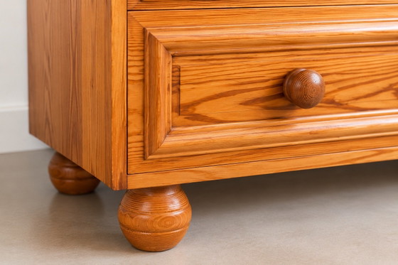 Commode Danoise Vintage en Pin Massif, Années 1970, Quatre Tiroirs, Bois, Marron (photo 3 sur 5)