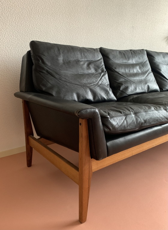 Image 1 of Bovenkamp Bank En Fauteuil In Rosewood En Leer