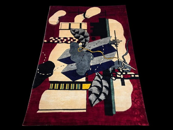 Alfombra de lana anudada a mano – Composición de Fernand Léger, arte textil moderno (205 x 290 cm) – Cotton (photo 4 of 7)
