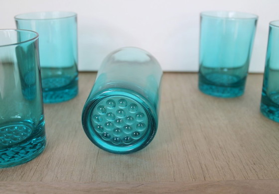 Image 1 of Ravenhead Hobnob turqoise drinking set, jug + glasses, original vintage '60