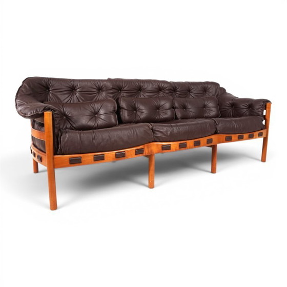 Woonkamerset Coja van Sven Ellekaer – 3-zitsbank en 2 fauteuils in bruin leer, 1960 – Wood, Leather (photo 3 of 20)