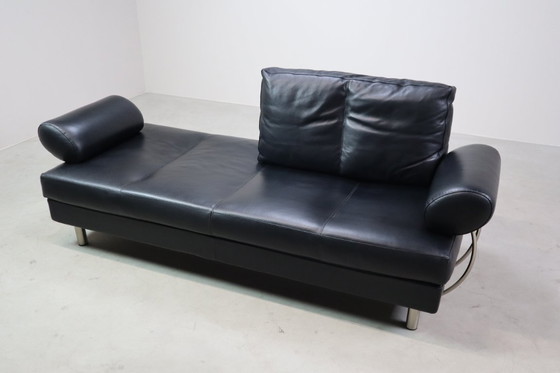 Image 1 of Divano/letto Zanotta "Europa" in pelle nera, Italia 1988