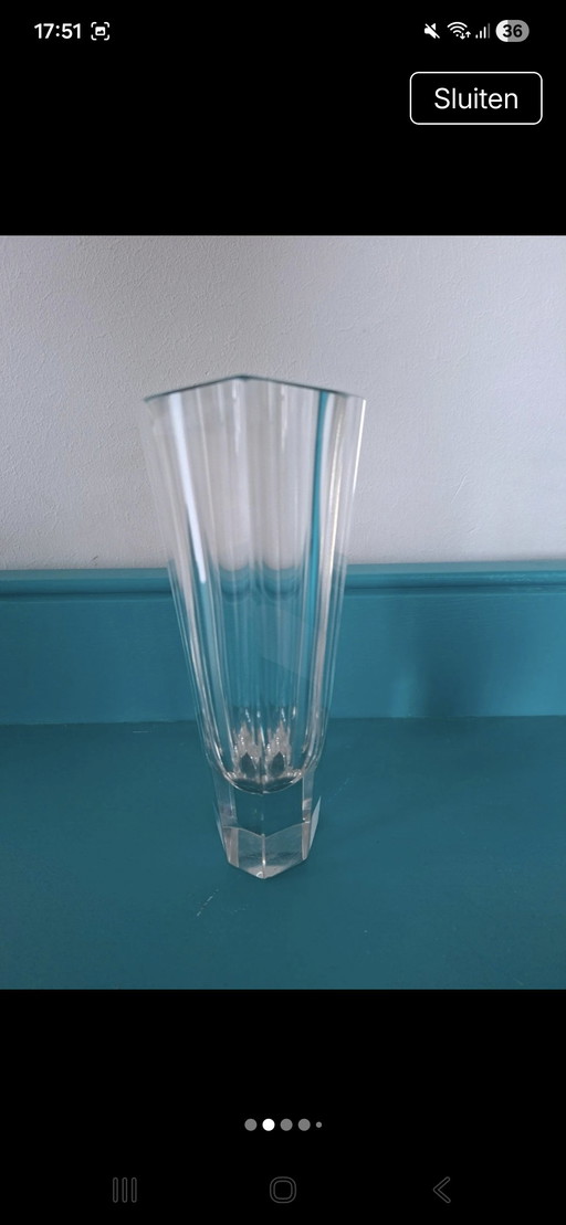 Hexagonal faceted crystal vase Mid-century modern