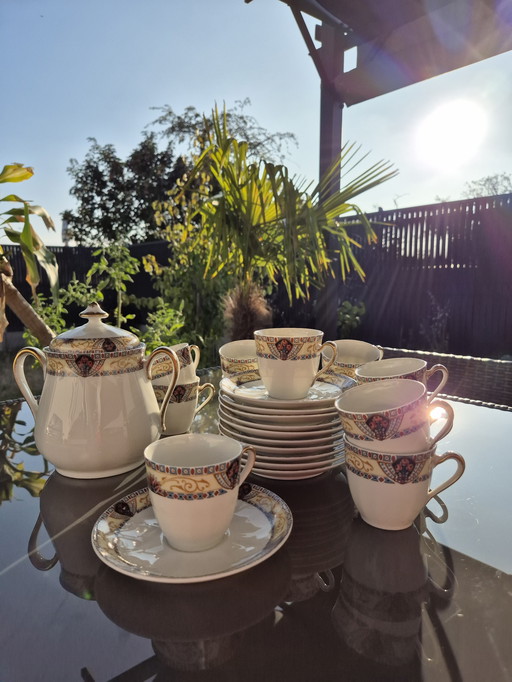 Art Deco Limoges Kaffeeservice - W.G. & Co - um 1930 - Orientalisches Design - 25 Stück