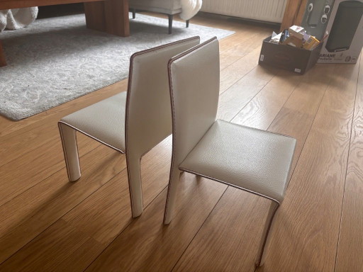 Sillas de comedor Streetrader Junior, cuero blanco