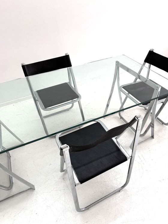 Vintage Eettafel In Chroom & Glas, Peter Ghyczy ‘80 – Peter Ghyzcy, Chrome (photo 5 of 10)