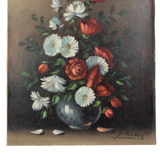 Image 1 of Nature morte de fleurs, tableau 60x50cm