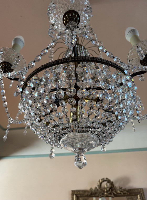 1960s Hot Air Balloon Crystal Chandelier – Brass (photo 4 of 15)