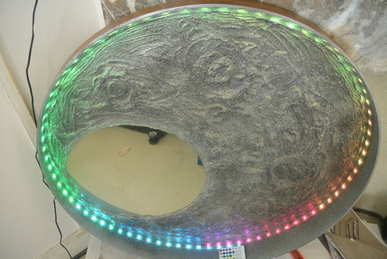 Moon landscape mirror 60 cm round – Tonny Sixxx, Glass, Wood (photo 4 of 12)