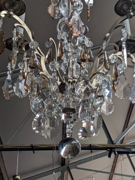 Lampadario antico francese di 170 cm con catena in cristallo in stile Luigi XVI. – Crystal, Glass (photo 4 of 12)
