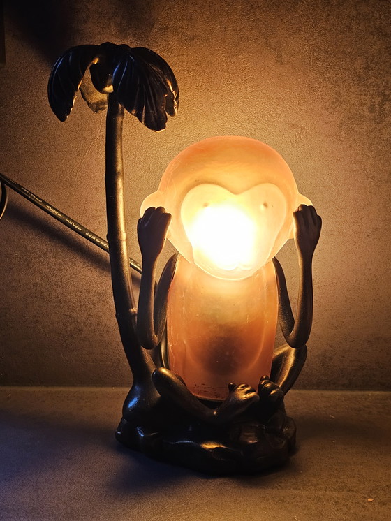 Image 1 of Lampada da tavolo vintage a forma di scimmia / lampada d'atmosfera - decorazione retrò
