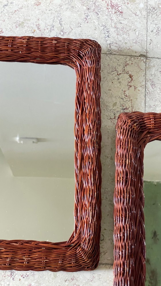 Image 1 of Coppia di specchi vintage in rattan