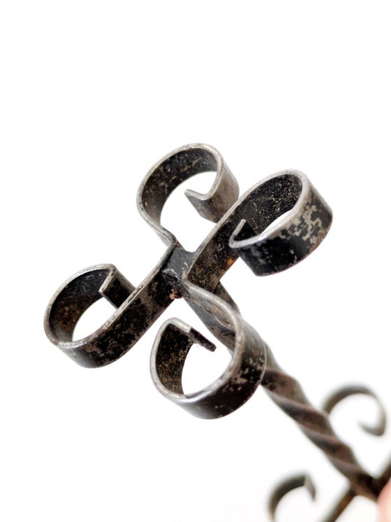 Image 1 of Set of 6 Midcentury Wrought Iron Knife Rests, French Brutalist, Spanish Revival Style, 1970s