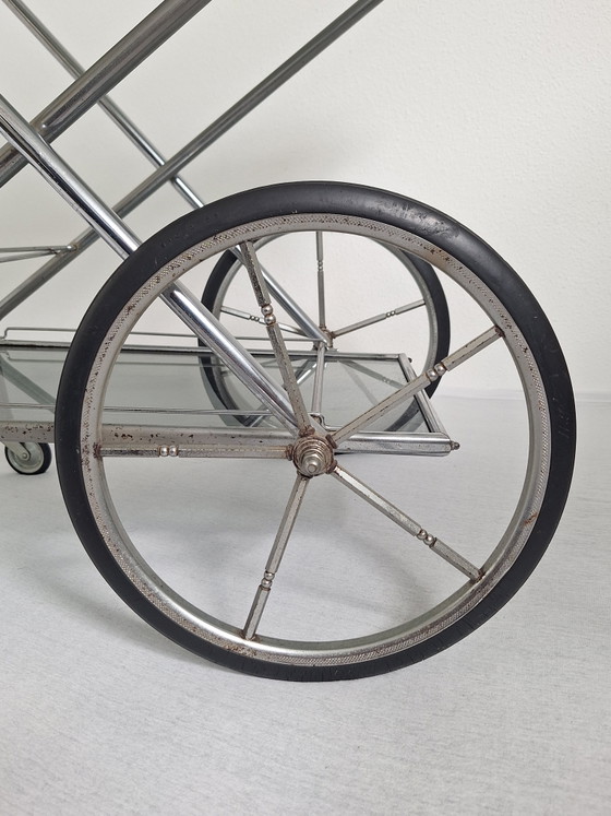 Carrello per bevande/carrello di servizio in stile Art Déco, anni '60 – Oggetti decorativi, Chrome, Glass (photo 9 of 9)