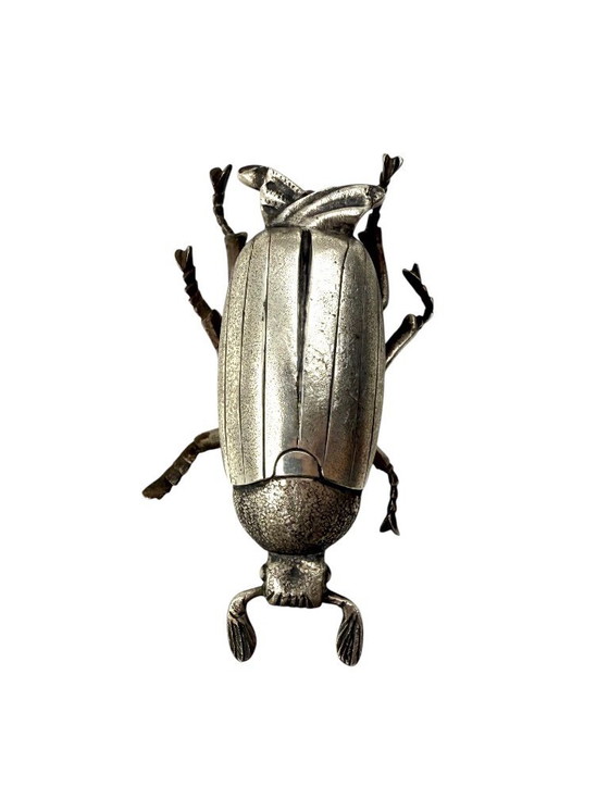 Image 1 of Cendrier/boîte en argent en forme d'insecte, France années 1950