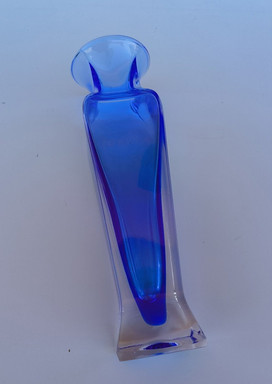 Vase en verre Murano Sommerso Flavio Poli, Bleu (photo 8 sur 8)