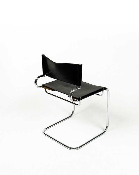 Image 1 of vintage “Terrj” stoel van chroom en leer van Luigi Saccardo voor Arrmet – Italië, jaren 70