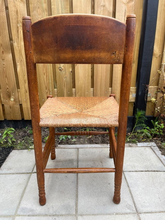 4 Antieke houten eetkamerstoelen met rieten zitting – Rattan, Wood (photo 7 of 10)