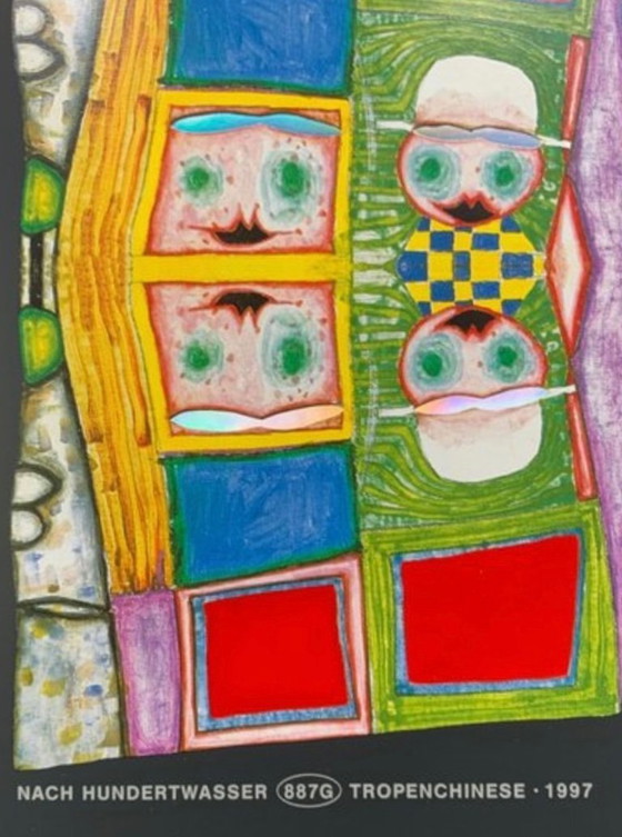 Image 1 of Friedensreich Hundertwasser: "Cinese tropicale". Litografia offset in cornice da galleria con vetro acrilico antirifle