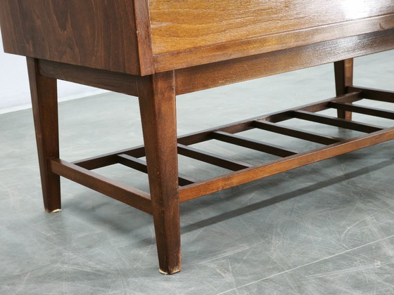 1960s Danish Modern Beech Wood Bar Cabinet with Tambour Door, Chest of drawers, Brown (photo 13 of 16)