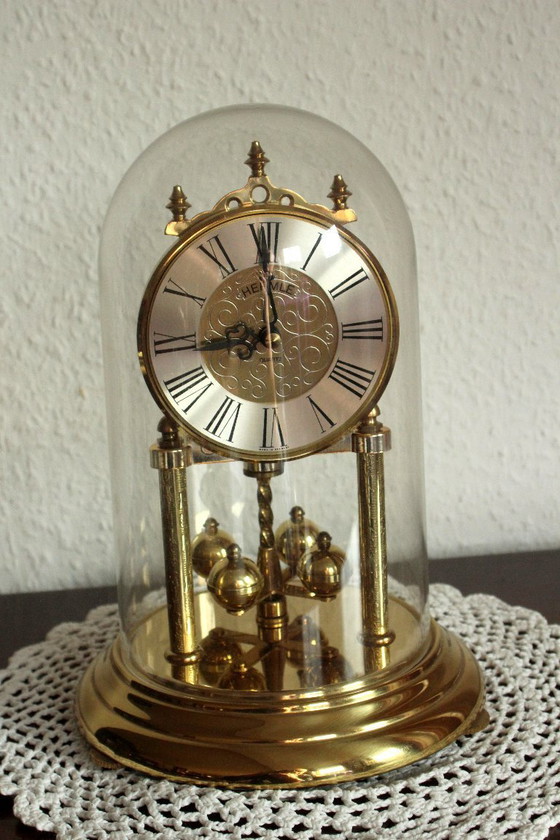 Image 1 of Elegant Hermle brass torsion pendulum clock with glass dome - Vintage