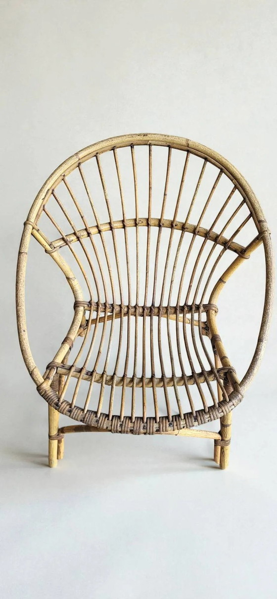 Salón, sillas de concha de ratán de los años 60. – Sillas de jardín, Wicker, Rattan (photo 7 of 9)