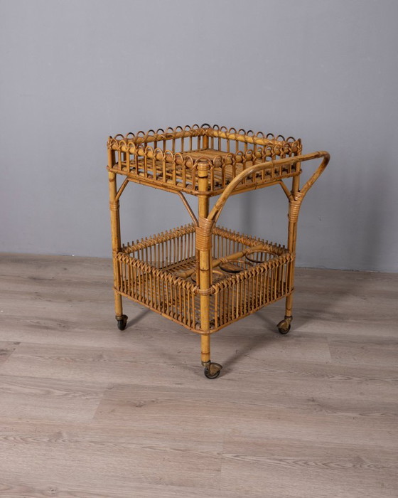 Chariot de bar vintage en bambou, design italien des années 1960 – Dessertes, Bamboo (photo 8 of 10)